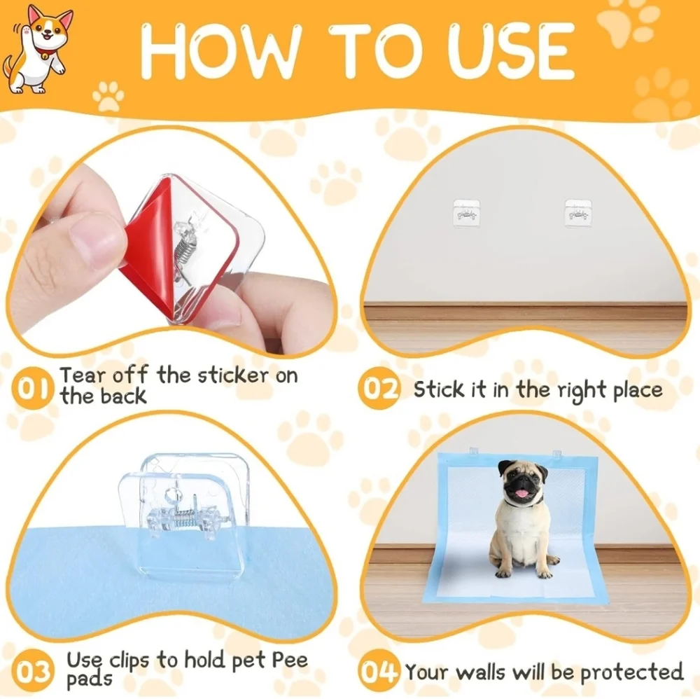 12 Pcs Wall Pee Pad Holder Dog Potty Training Pad Holder Sticky Pee Pad Wall Cli